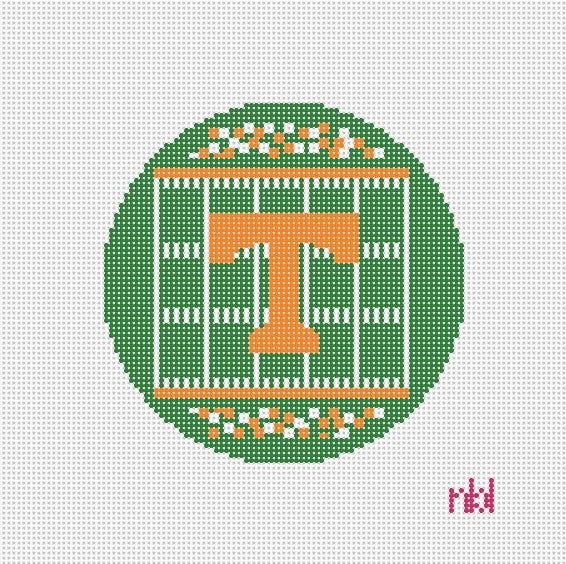 Tennessee Football Field Round Canvas - Needlepoint by Laura