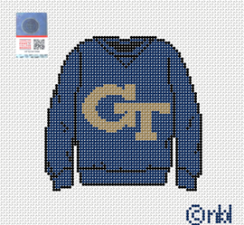 Georgia Tech Sweatshirt Needlepoint Canvas