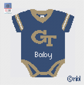 Georgia Tech Baby Onesie Needlepoint Canvas