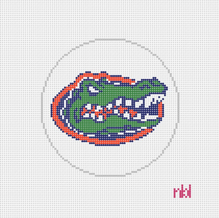 Florida Gator Round Needlepoint Canvas - Needlepoint by Laura