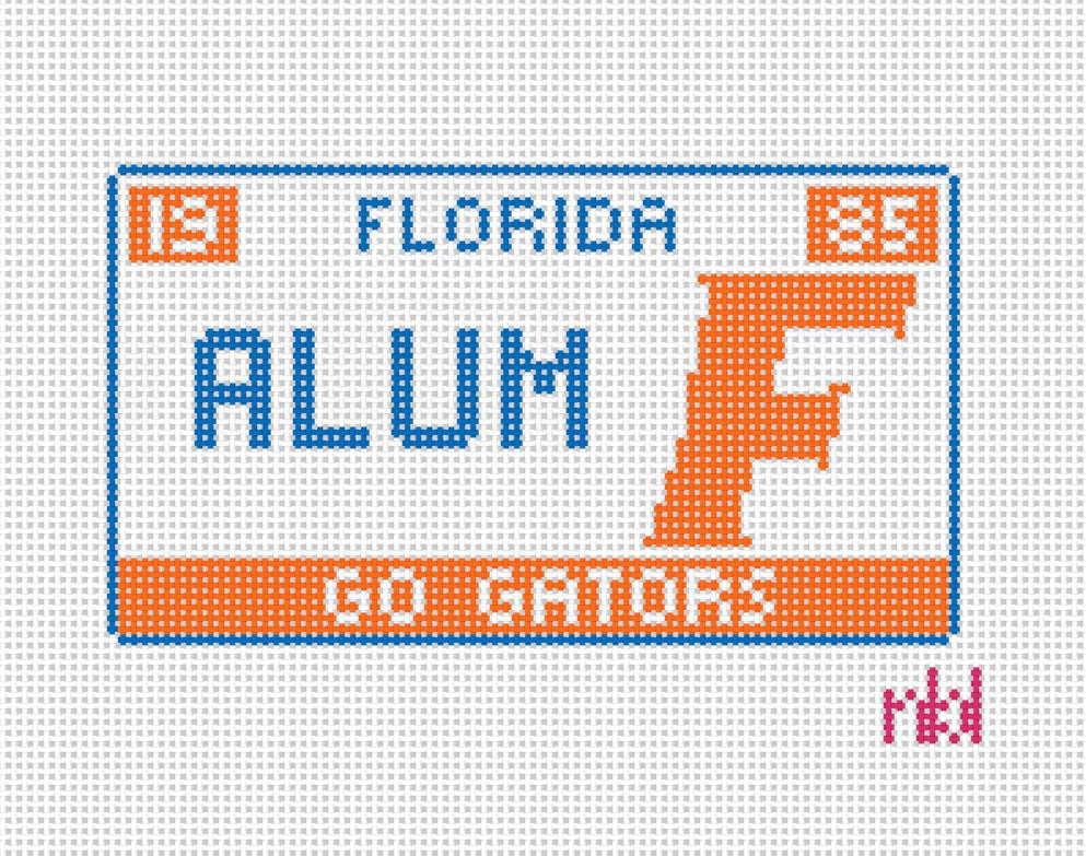 Florida License Plate with F Logo - Needlepoint by Laura
