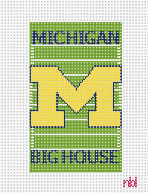 Michigan Football Field Mini Flag Kit - Needlepoint by Laura