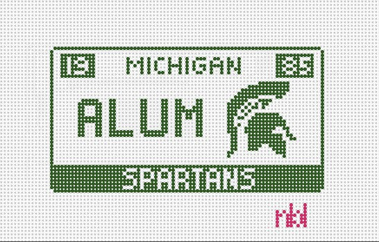 Michigan State License Plate - Needlepoint by Laura