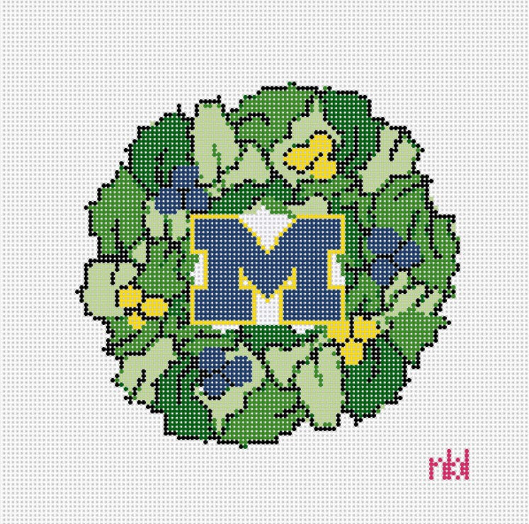 Michigan Wreath - Needlepoint by Laura