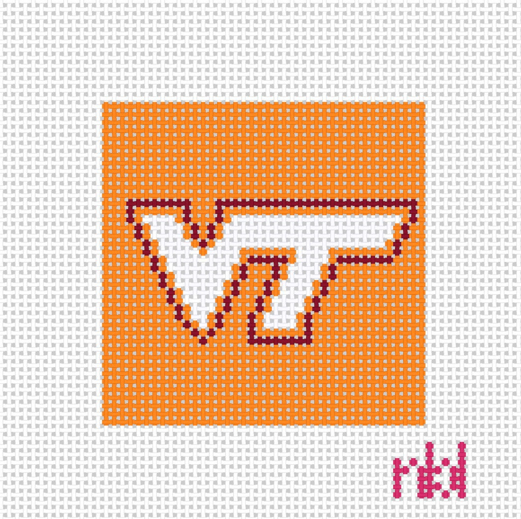 Virginia Tech Mini Square - Needlepoint by Laura