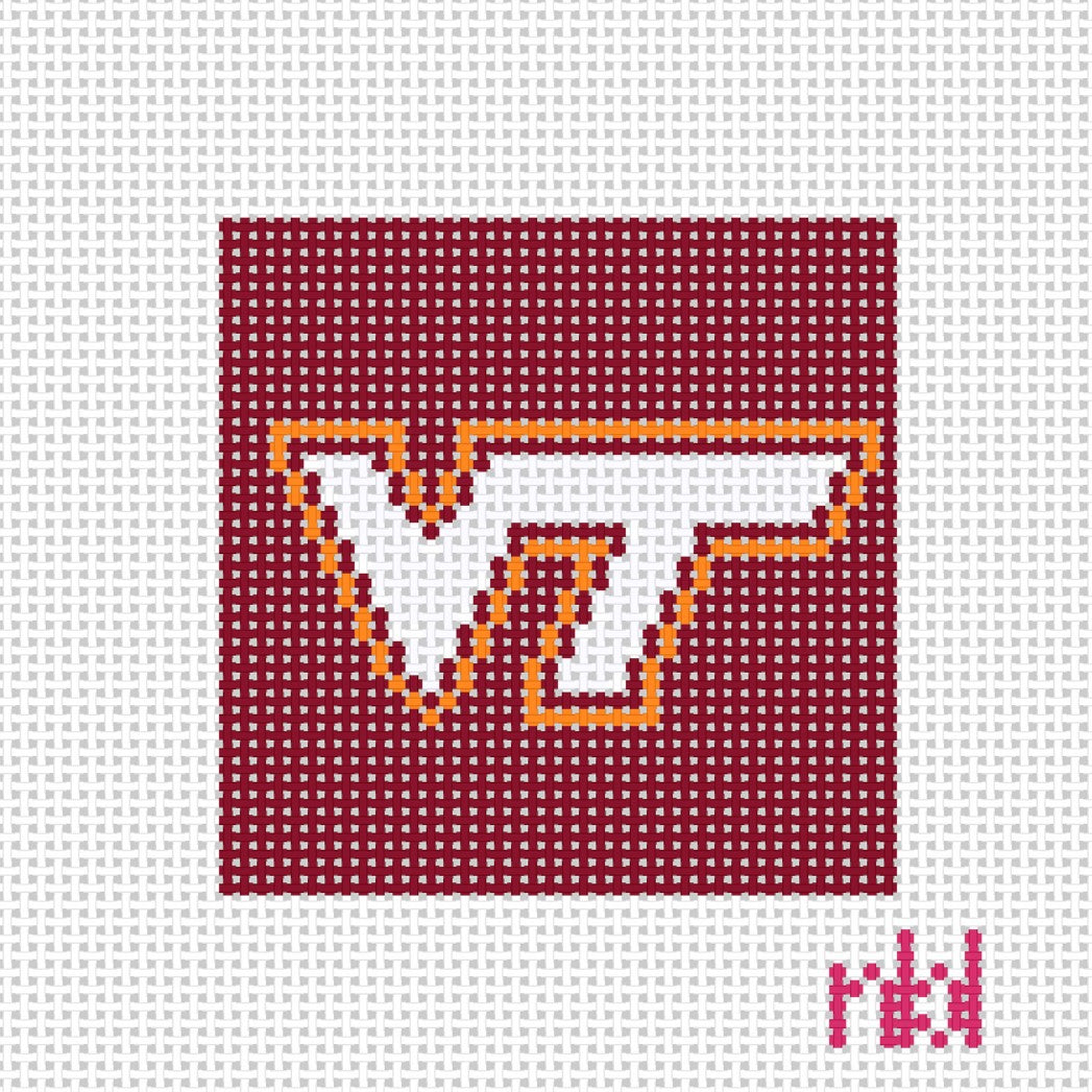 Virginia Tech Mini Square - Needlepoint by Laura