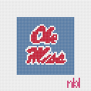Ole Miss Mini Square - Needlepoint by Laura