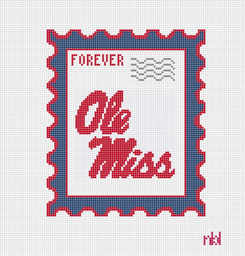 Ole Miss Stamp - Needlepoint by Laura