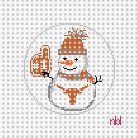 Texas Snowman 4 inch round - Needlepoint by Laura