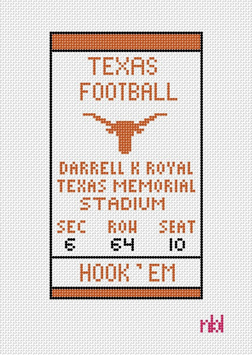 Texas Football Ticket Mini Flag Kit - Needlepoint by Laura