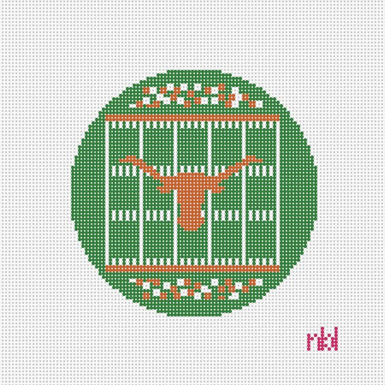 Texas Football Field Round Canvas - Needlepoint by Laura