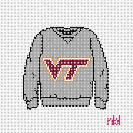 Virginia Tech Sweatshirt Needlepoint Canvas - Needlepoint by Laura