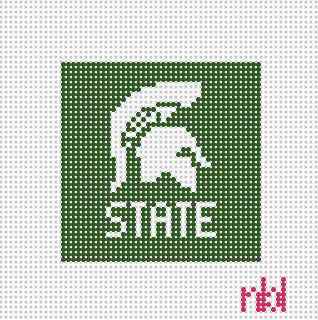 Michigan State Spartan Mini Square - Needlepoint by Laura