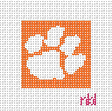 Clemson Mini Square - Needlepoint by Laura