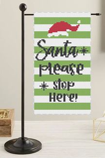 Santa Please Stop Here Flag Kit - Needlepoint by Laura