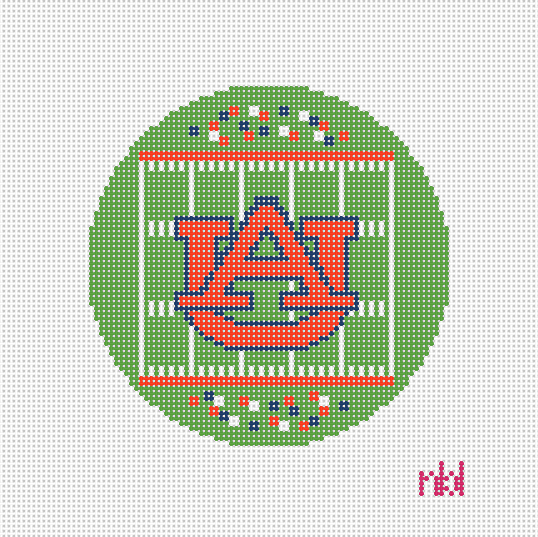 Auburn Football Field Round Canvas - Needlepoint by Laura