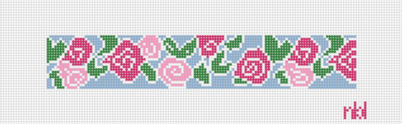 Floral key fob canvas - Needlepoint by Laura