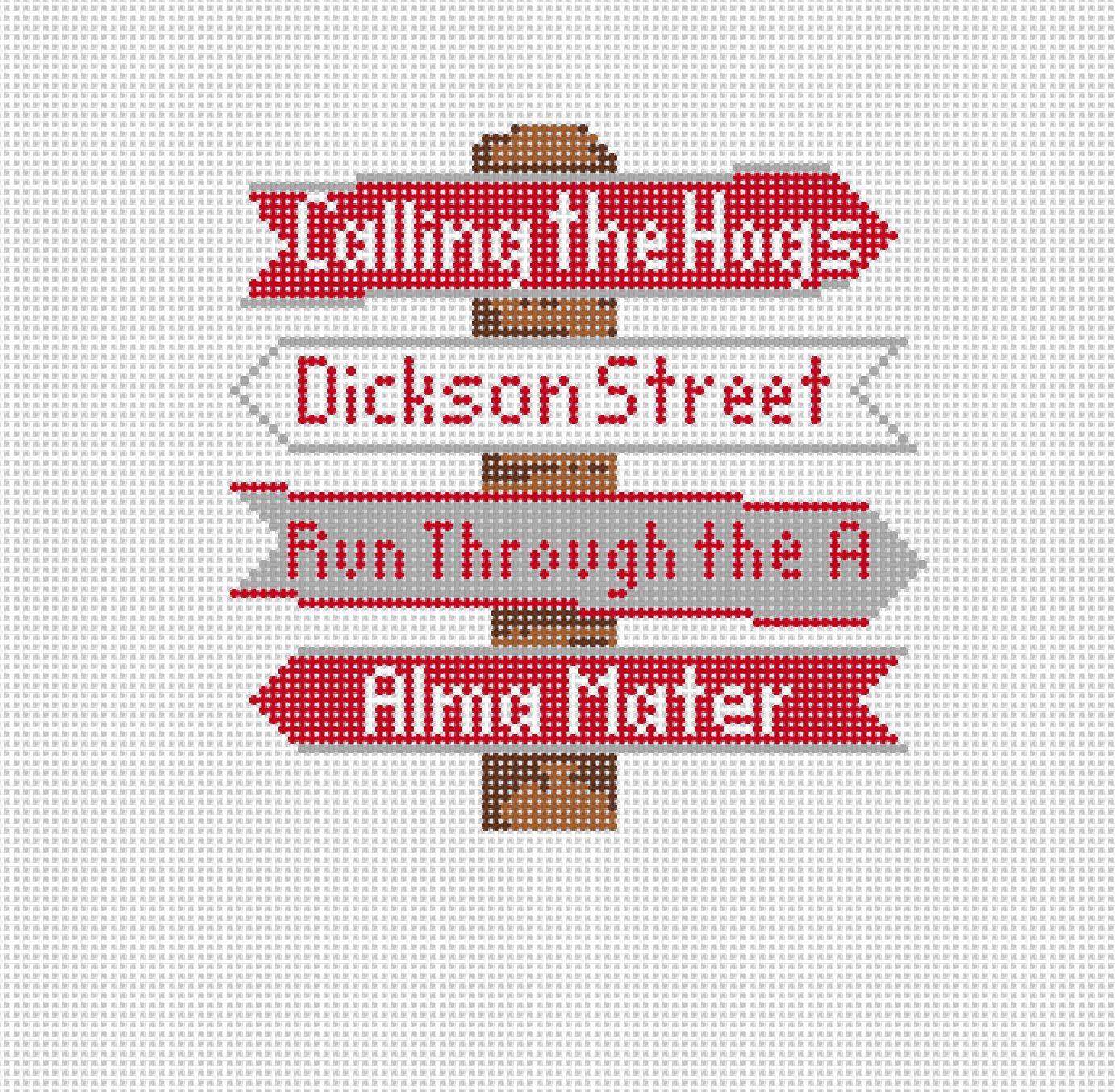 Arkansas College Icon Destination Sign - Needlepoint by Laura