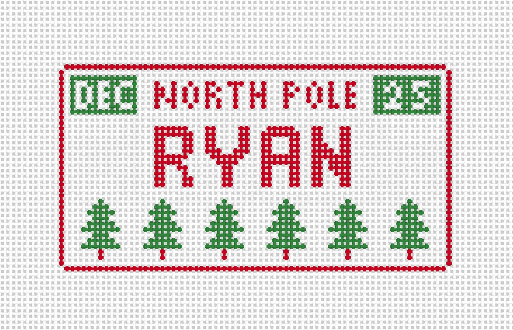Christmas License Plate - Needlepoint by Laura