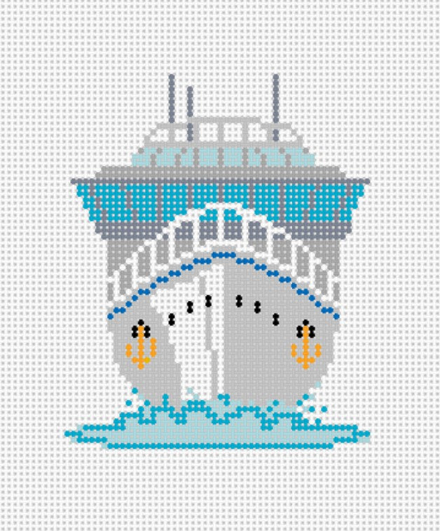 Cruise ship Passport Cover Canvas or ornament - Needlepoint by Laura