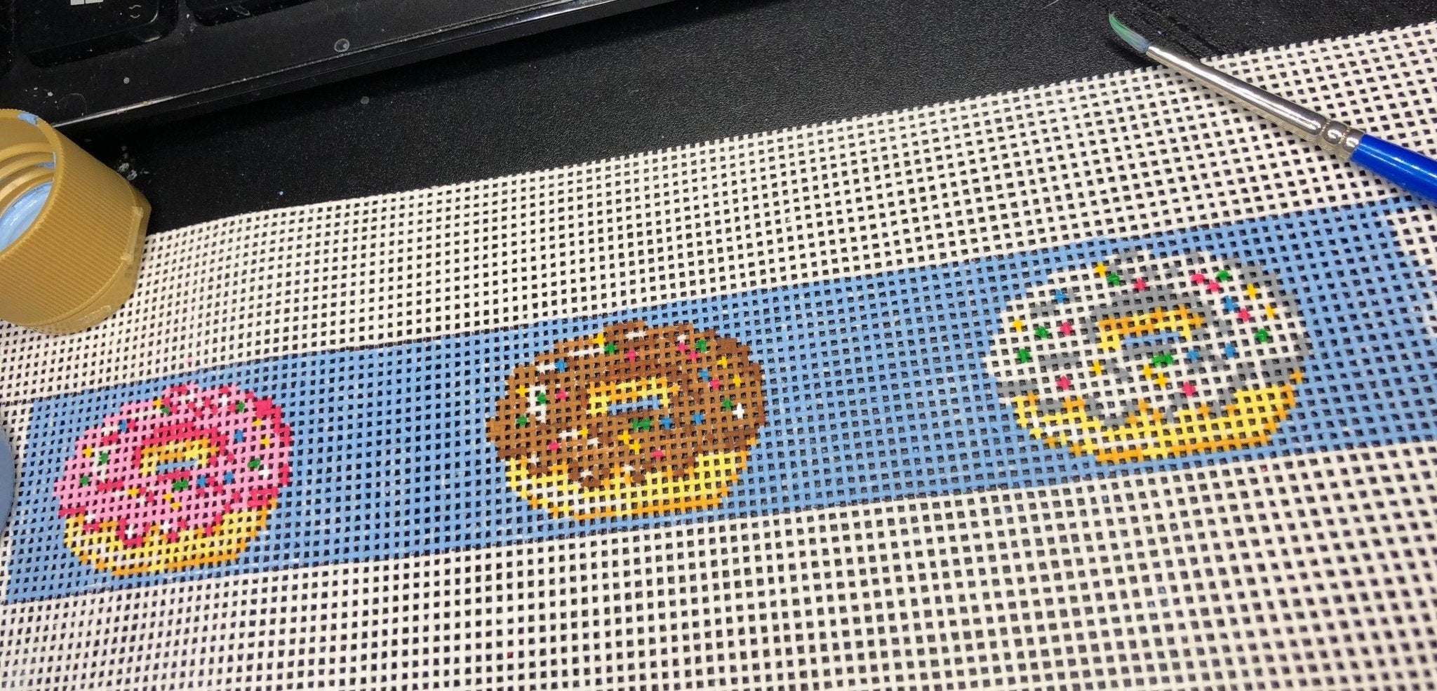Donut Needlepoint Belt Canvas - Needlepoint by Laura