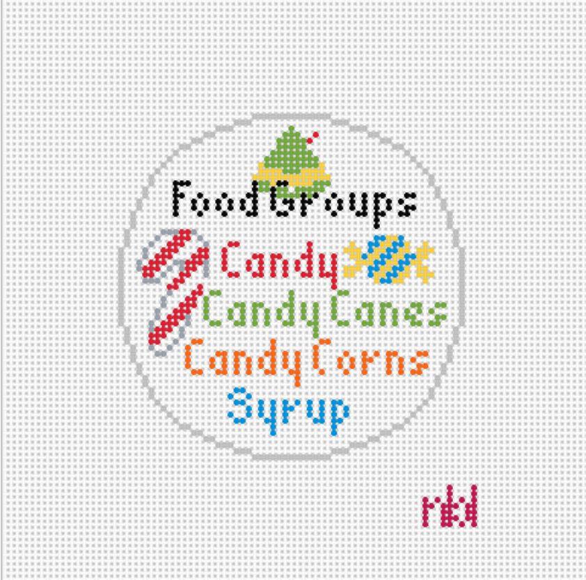 Elf the Four Food Groups Canvas - Needlepoint by Laura