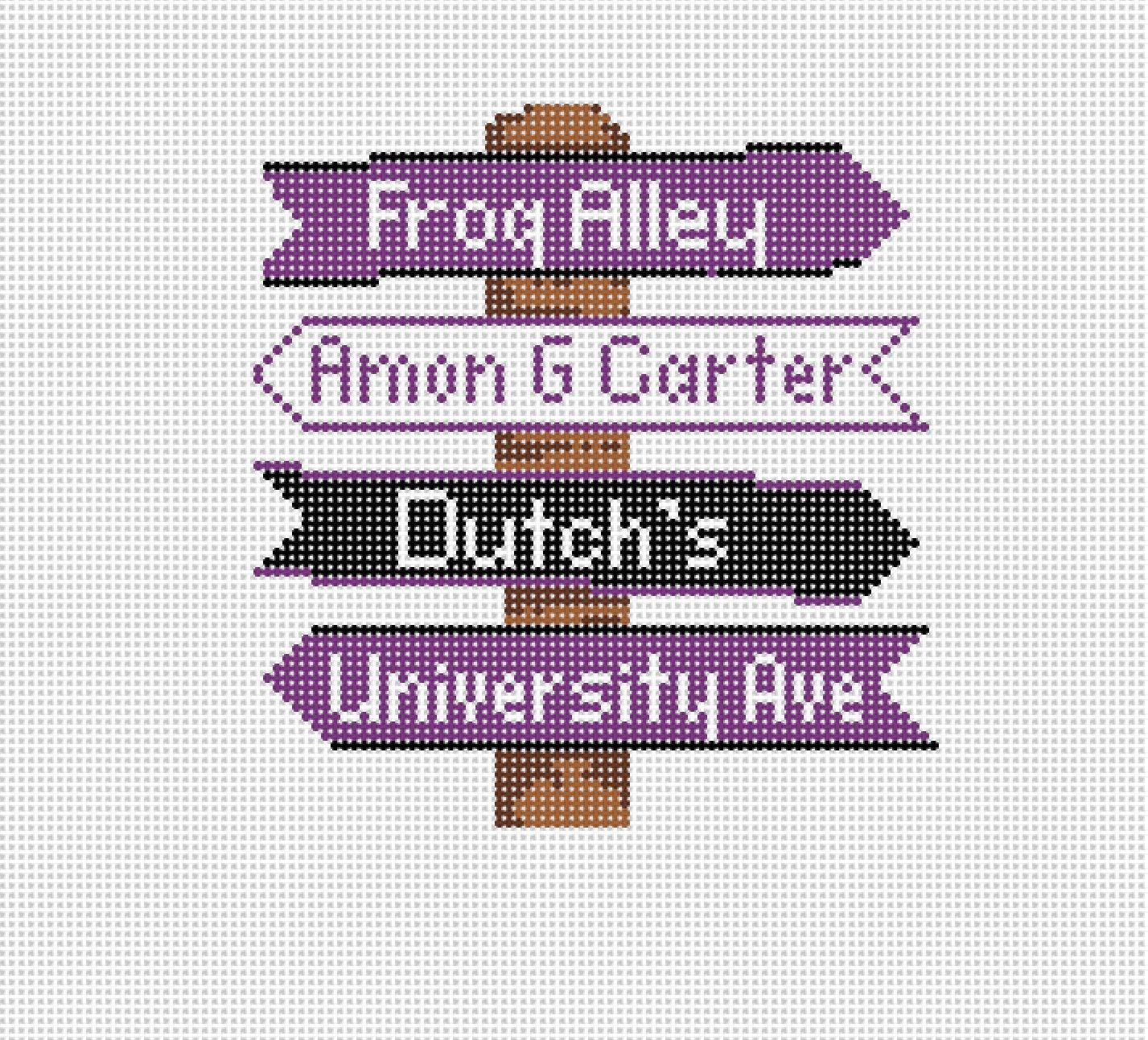 TCU College Icon Destination Sign - Needlepoint by Laura
