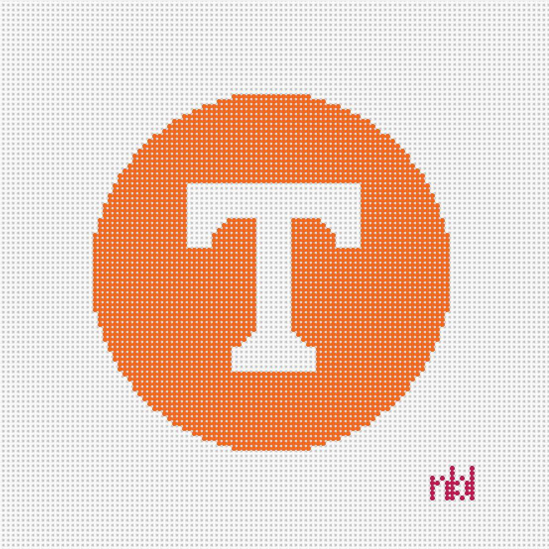 Tennessee Power T Round Canvas - Needlepoint by Laura