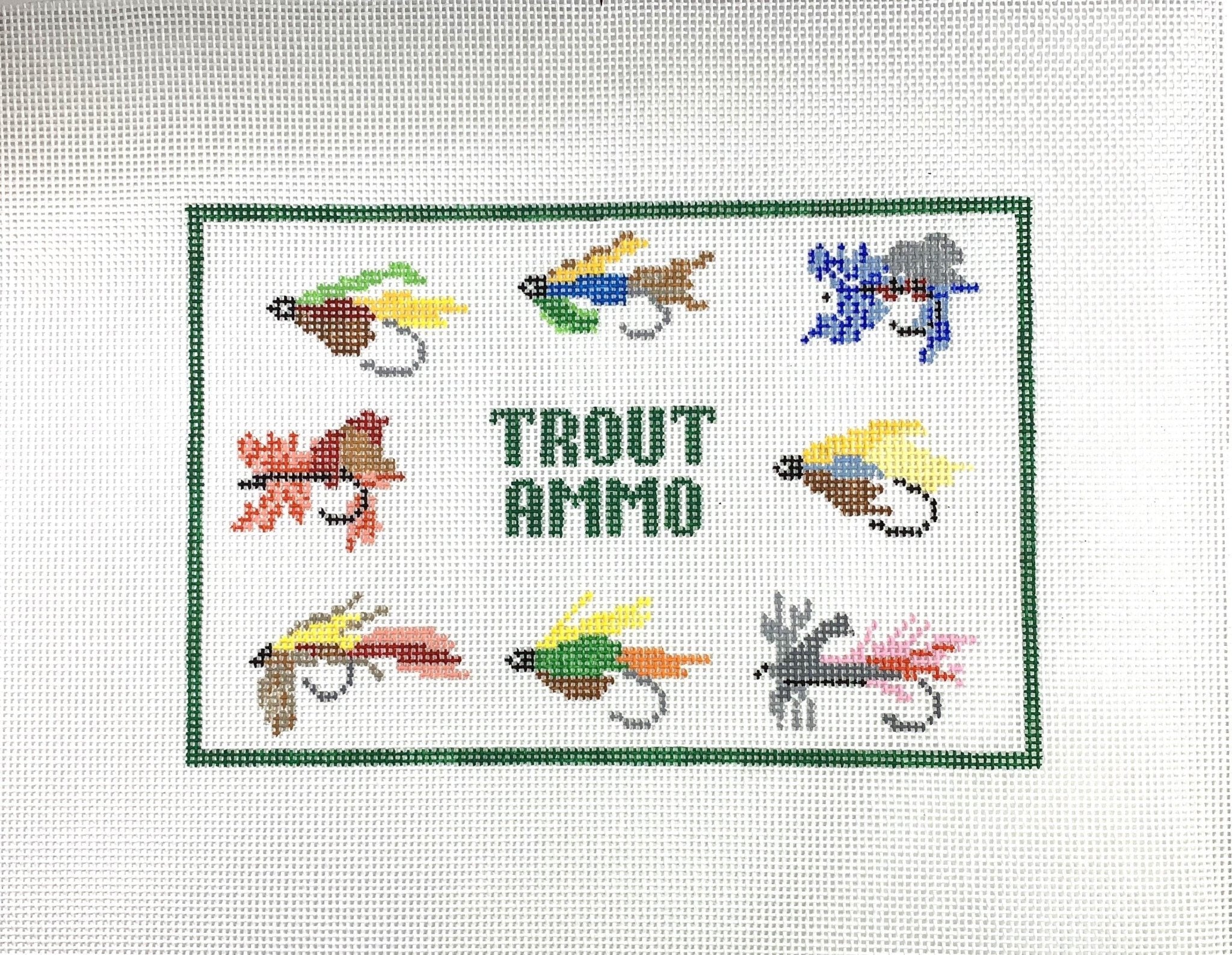 Trout Ammo canvas - Needlepoint by Laura
