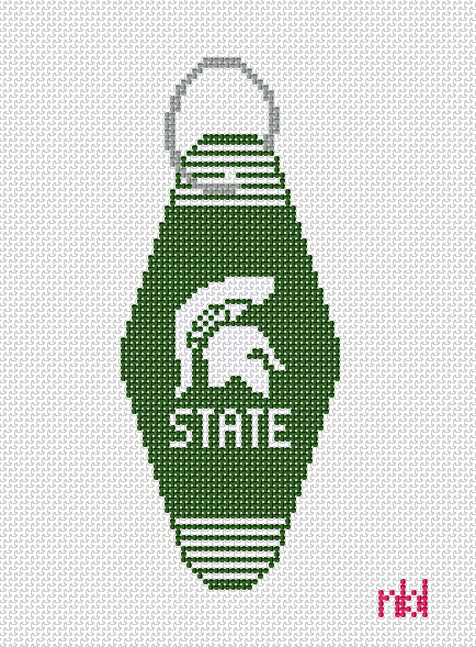 Michigan State Vintage Hotel Key Canvas - Needlepoint by Laura