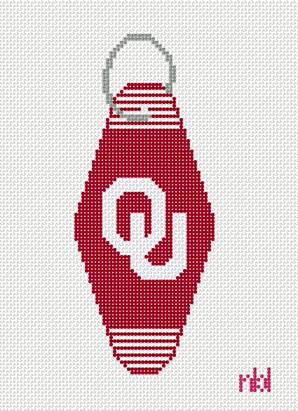 Oklahoma Vintage Hotel Key Canvas - Needlepoint by Laura