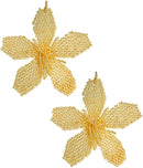 Gwen - Fabric Beaded Hook Back Flower Earrings-5