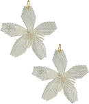 Gwen - Fabric Beaded Hook Back Flower Earrings-6