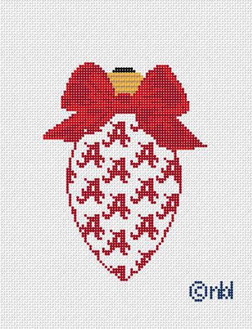 Alabama On Repeat Bow Light Bulb 18 Mesh Needlepoint Canvas, 3x4.75