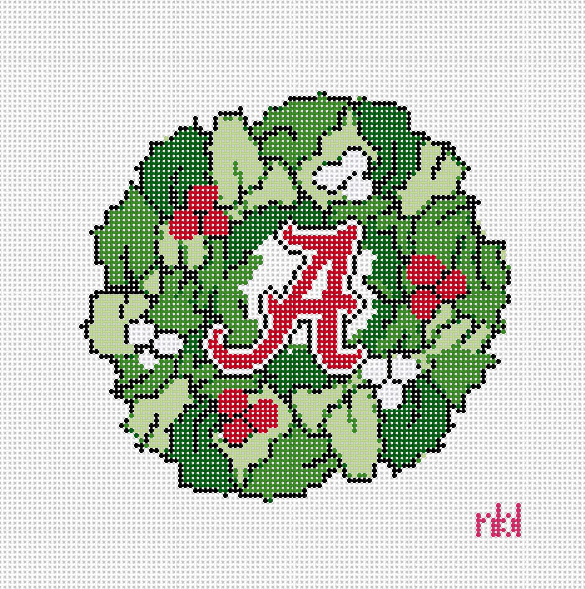 Alabama Wreath - Needlepoint by Laura