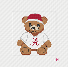 Alabama Teddy Bear Needlepoint Canvas- Needlepoint by Laura