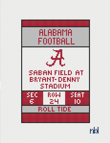 Alabama Football Ticket 4x6 on 18 mesh