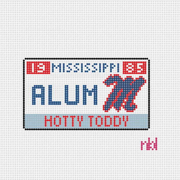 Ole Miss License Plate - Needlepoint by Laura