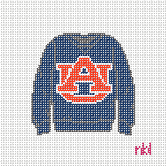 Auburn Sweatshirt Needlepoint Canvas Blue