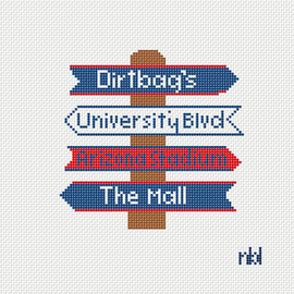 University of Arizona Icon Destination Sign Needlepoint Canvas 4.5x4.5 18 Mesh