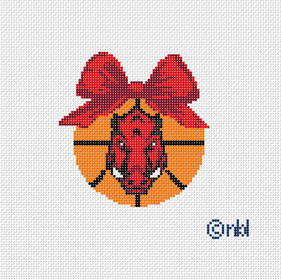 Arkansas Christmas Basketball Bow Ornament on 13 mesh