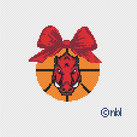 Arkansas Christmas Basketball Bow Ornament on 13 mesh