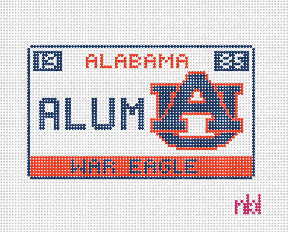 Auburn License Plate - Needlepoint by Laura