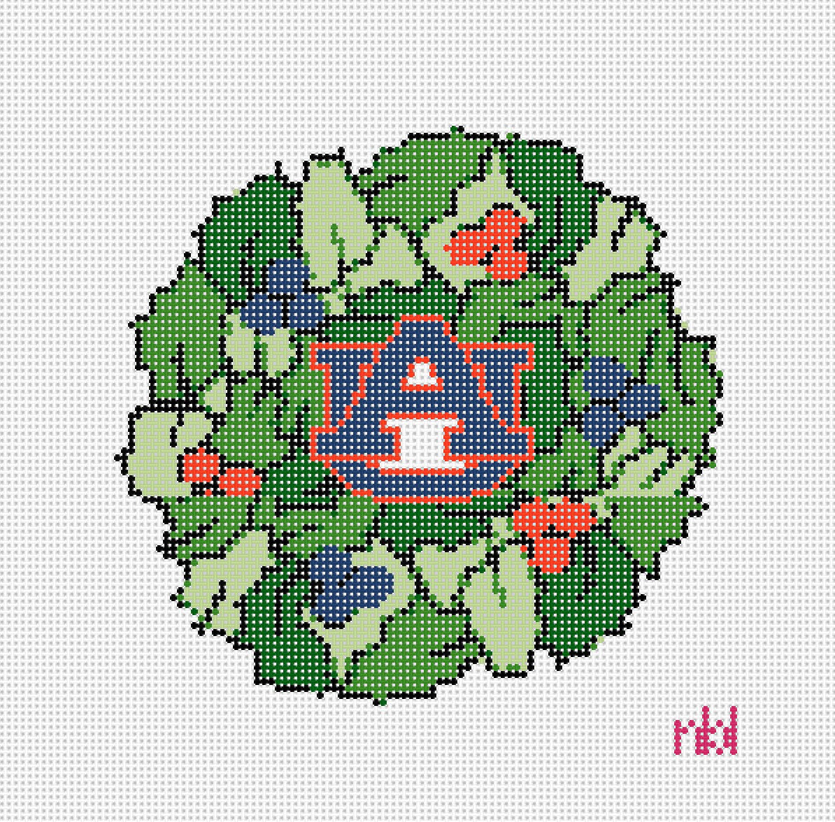 Auburn Wreath - Needlepoint by Laura