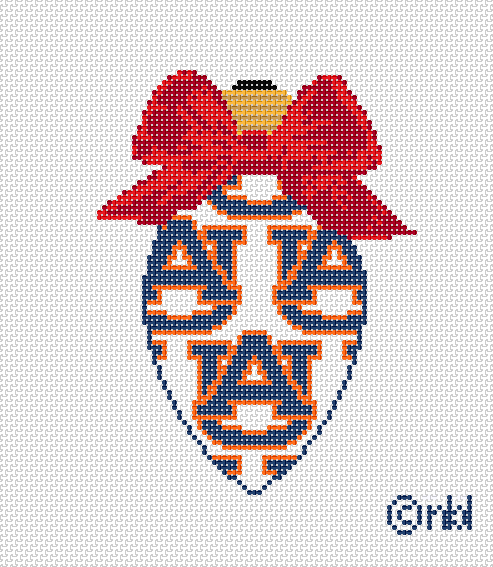 Auburn On Repeat Bow Light Bulb 18 Mesh Needlepoint Canvas, 3x4.75
