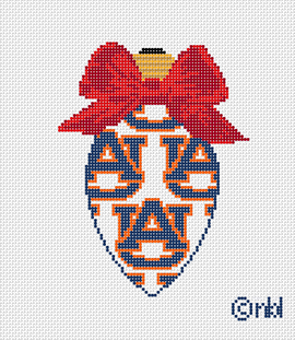 Auburn On Repeat Bow Light Bulb 18 Mesh Needlepoint Canvas, 3x4.75