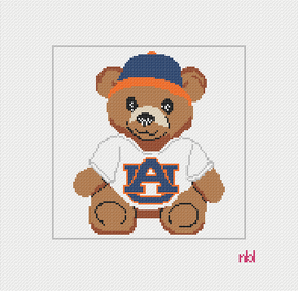 Auburn Teddy Bear Needlepoint Canvas- Needlepoint by Laura