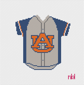 Auburn Baseball Jersey Needlepoint Canvas