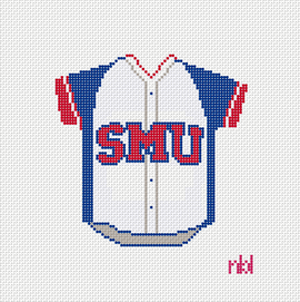 SMU Needlepoint Baseball Jersey- Needlepoint by Laura