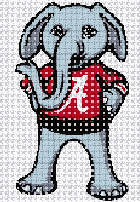 Alabama Elephant Pillow - Needlepoint by Laura